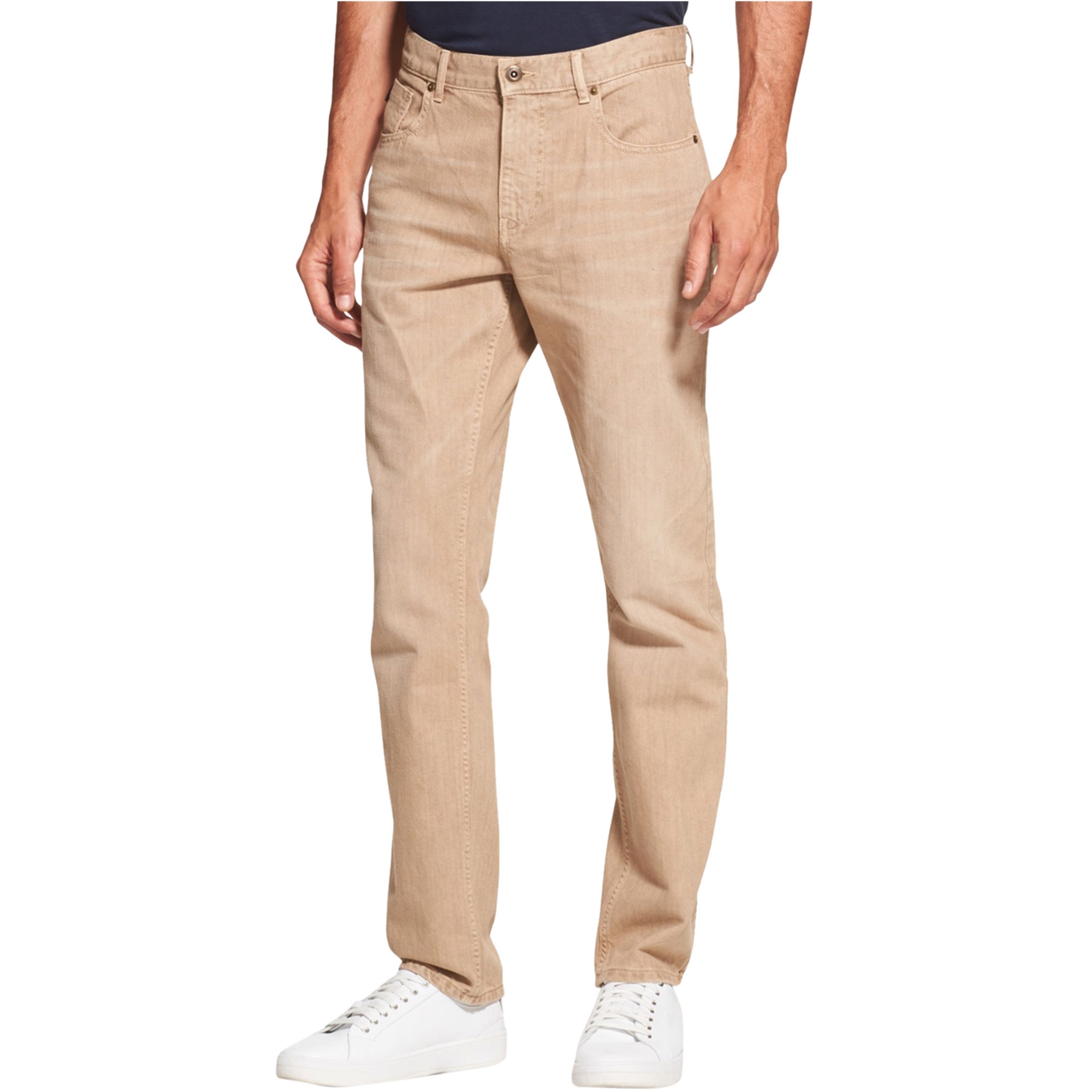 DKNY Mens Solid Slim Fit Jeans, Brown, 34W x 32L